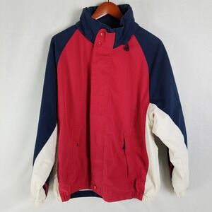 Vintage Ivy Crew Sport Jacket Mens XXL Red Blue White Windbreaker Full Zip‎ Coat